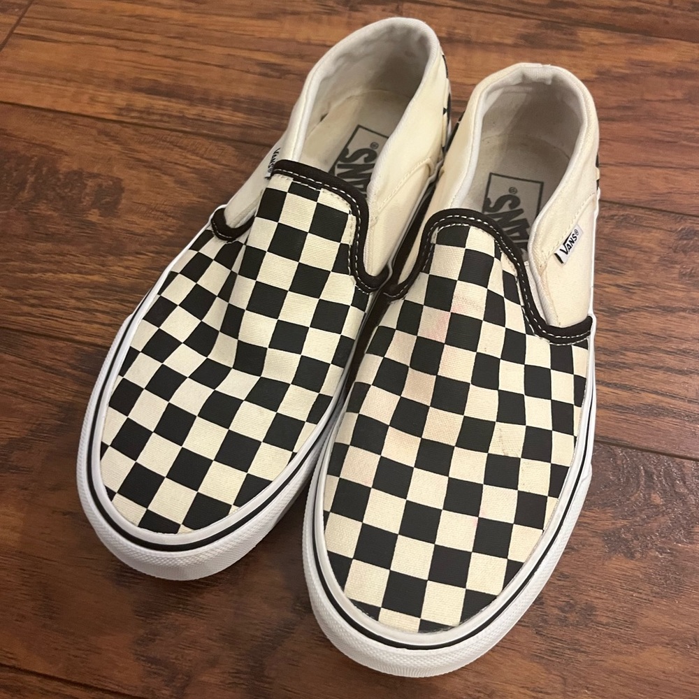 Checkered Vans Slip On Shoes